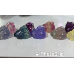 Carvings - Rabbit (about 15x20mm) in rainbow Fluorite Mix stones - 10 pcs pack